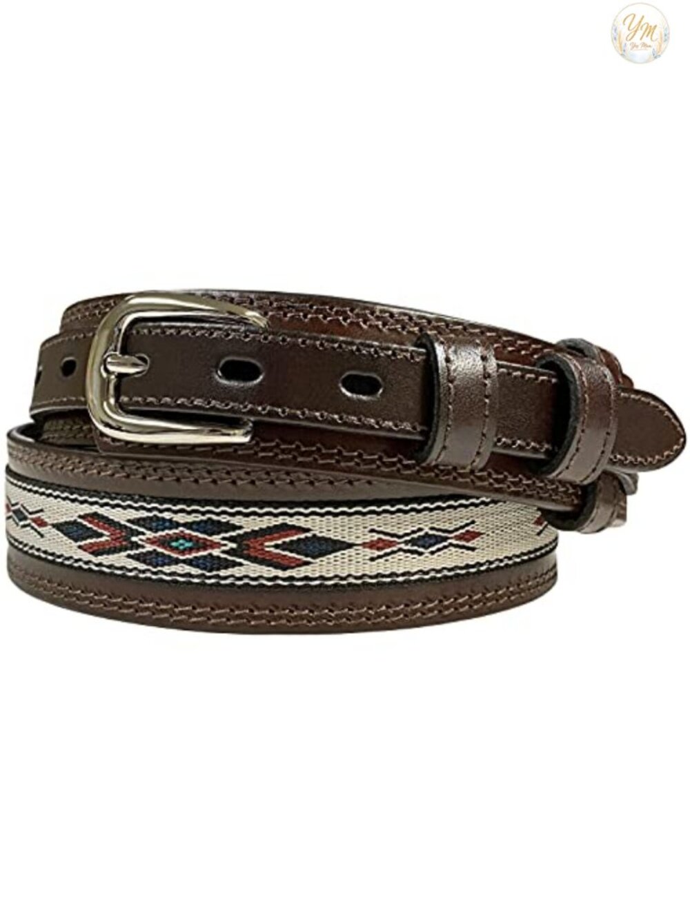 Genuine Full Grain Leather Western Ranger Belt with Interchangeable Buckle